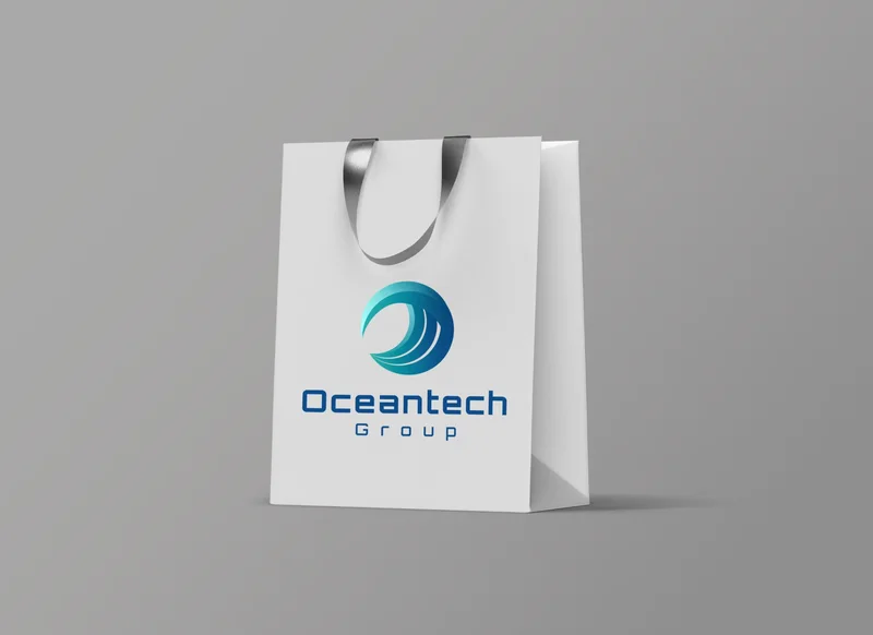 White shopping bag with the Oceantech Group logo